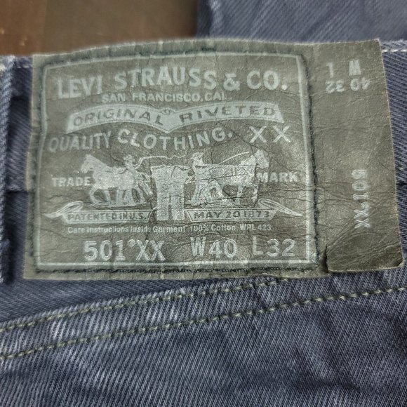 Levis Mens 40 x 31 Jeans 501 XX Button Fly Straight Leg Acid Wash Black - Picture 4 of 9